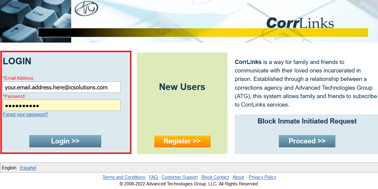 Login to CorrLinks